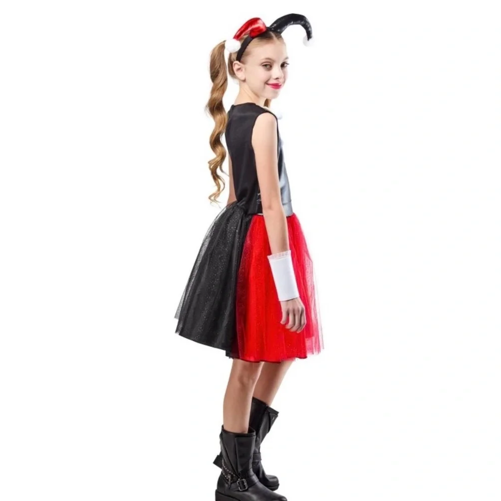 NWT Girls DC Comics HARLEY QUINN Dress Halloween Costume Size Medium 7/8